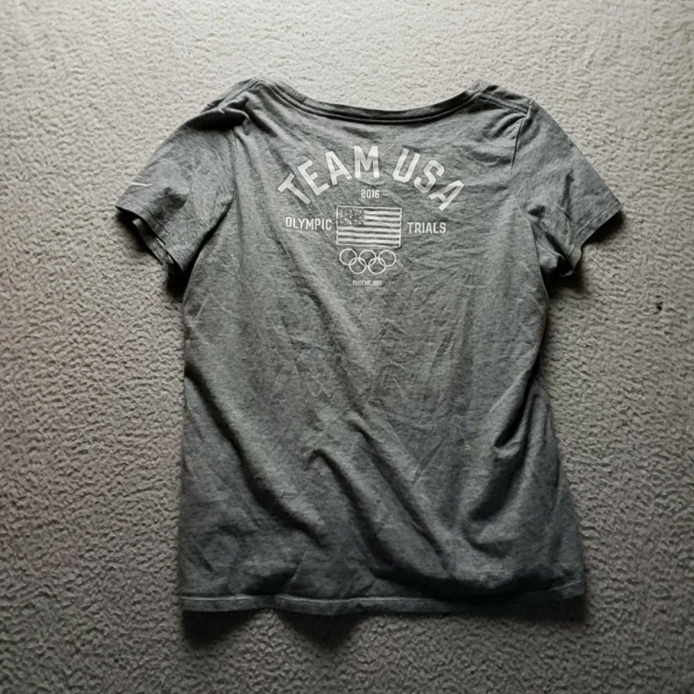 Rio 2016 Team USA Shirt Womens XL Gray Nike Dri Fit Olympic Trials Running Tee